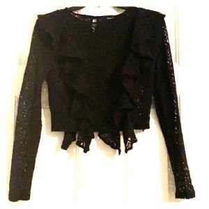 Black see-through top with ruffles